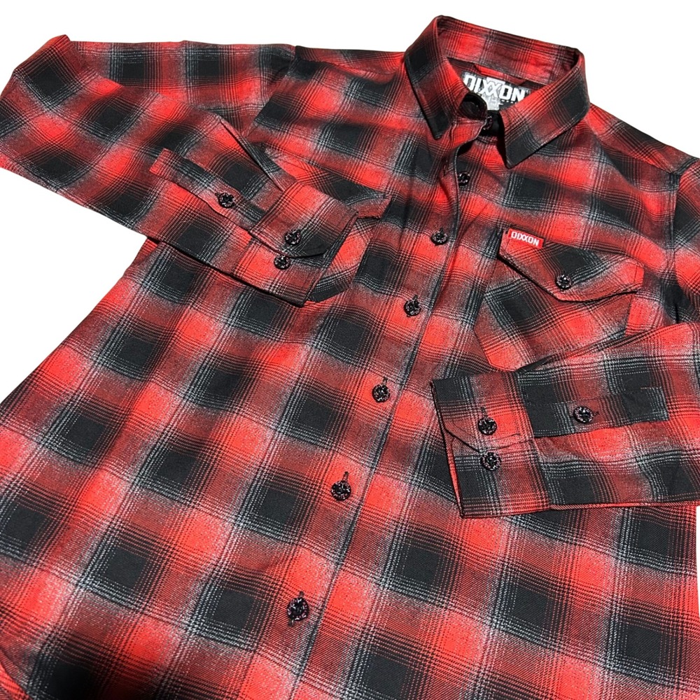 Dixxon Flannel Fairview Women M Red Black Plaid D-Tech Button Down Shirt